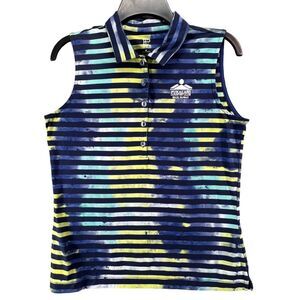 EP Pro NY Golf Polo M Blue Stripe Tie Dye Sleeveless Pukalani CC Maui Activewear